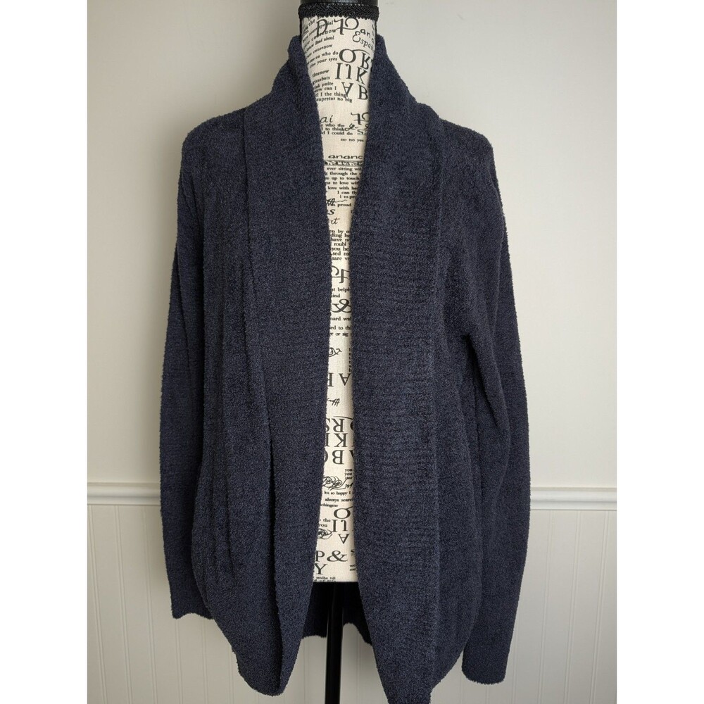 Barefoot Dreams Bamboo Chic Lite Cardigan Navy Blue Open Front Cozy Drape Size M
